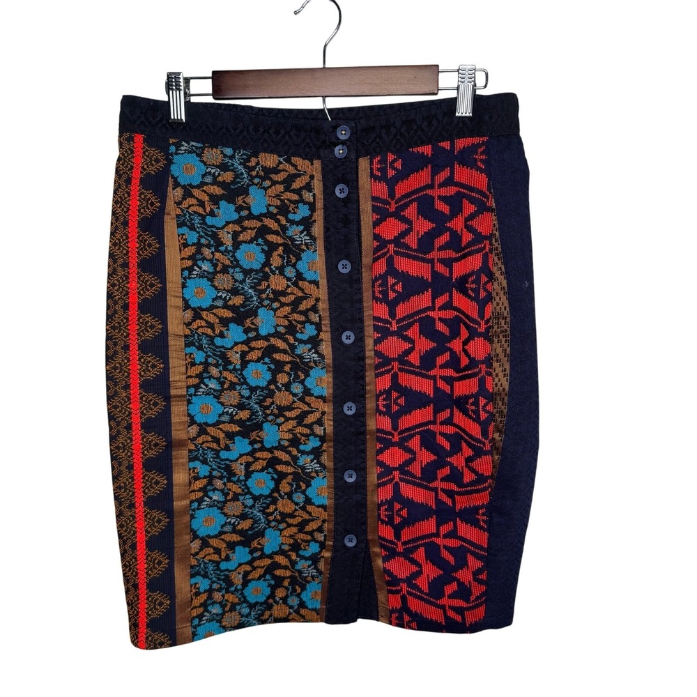 Dolan Left Coast Collection Knit Button Front Pencil Skirt M Boho Patterned